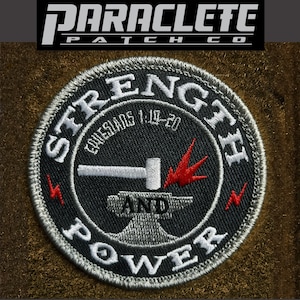 Strength and Power - Tactical Scripture Christian Overland Patch 3&quot; ParacletePatchCo