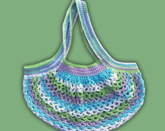 Cotton Market Bag in Violet Stripes