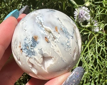 Plume / Dendritic Agate Druzy / Sphere - Crystal Healing - Yoga - Meditation - Agate - Crystal Sphere - Plume Agate - Healing Sphere / Zen
