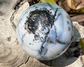 Plume / Dendritic Agate Druzy / Sphere - Crystal Healing - Yoga - Meditation - Agate - Crystal Sphere - Plume Agate - Healing Sphere / Zen