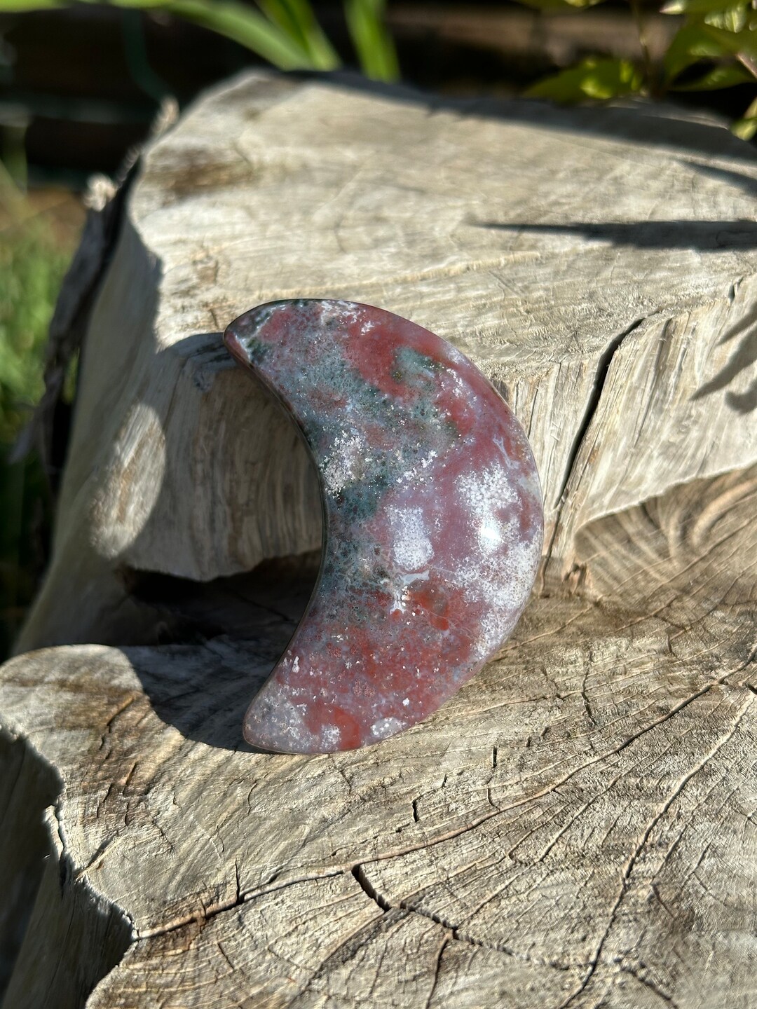 Ocean Jasper Carved Moon - Carved Moon | Healing Stone | Crystal Moon ...