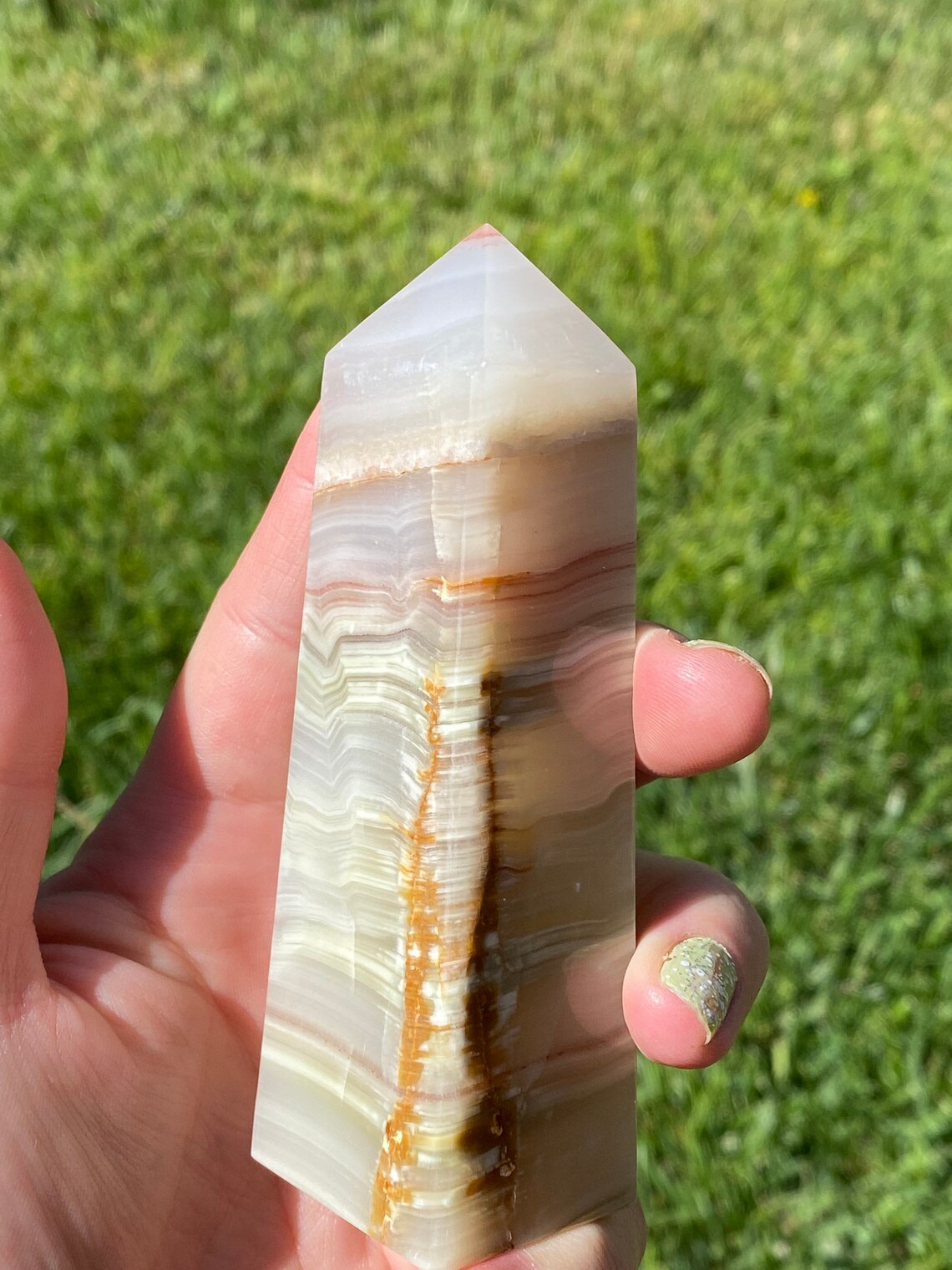 Pink Banded Calcite Tower Crystal Carved Tower Healing | Etsy