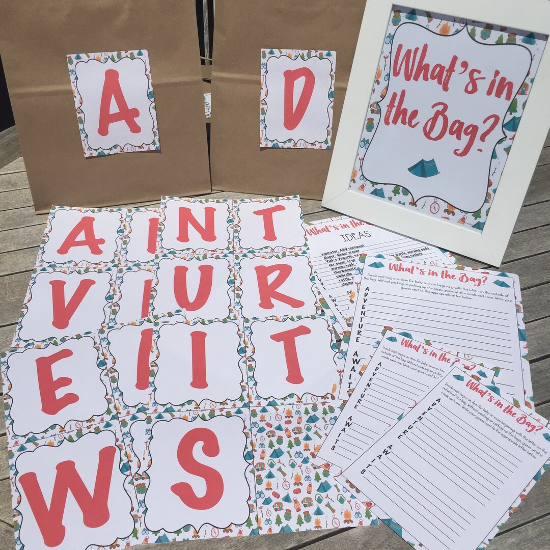 Adventure Awaits Baby Shower Bag Game Camping Red Etsy