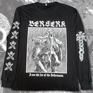 ベルセルク Tシャツ 髑髏　ブラック 髑髏の騎士 ベルセルク 長袖シャツ - ダークファンタジー アニメ