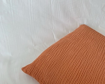 Rust MUSLIN Organic cotton PILLOWCASE - naturally dyed with plants