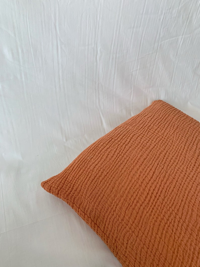 MUSLIN Organic cotton PILLOWCASE naturally dyed with plants Rouille/Rust
