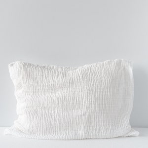 MUSLIN Organic cotton PILLOWCASE naturally dyed with plants Blanc/White