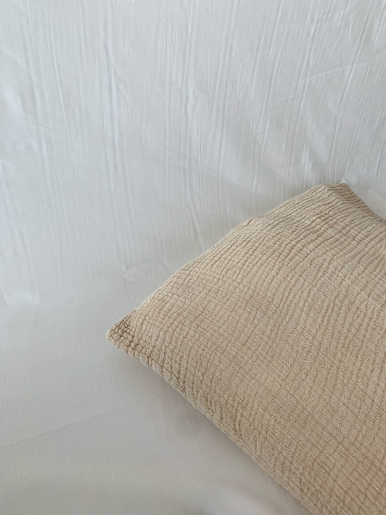 MUSLIN Organic cotton PILLOWCASE naturally dyed with plants Café au lait/Latte