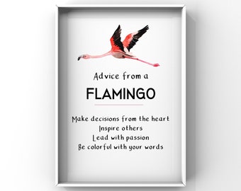 Råd från en flamingo konsttryck, Flamingo digital konst, Flamingokonst, Djurkonsttryck, Djurutskrivbart