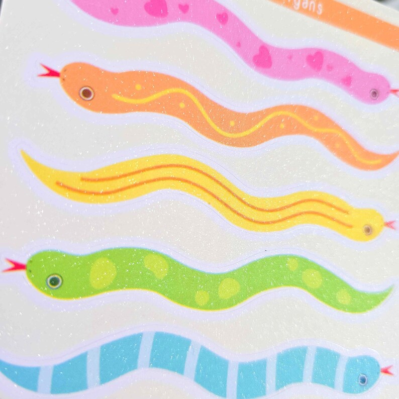 LONG SNAKES Glitter Sticker Sheet - Etsy