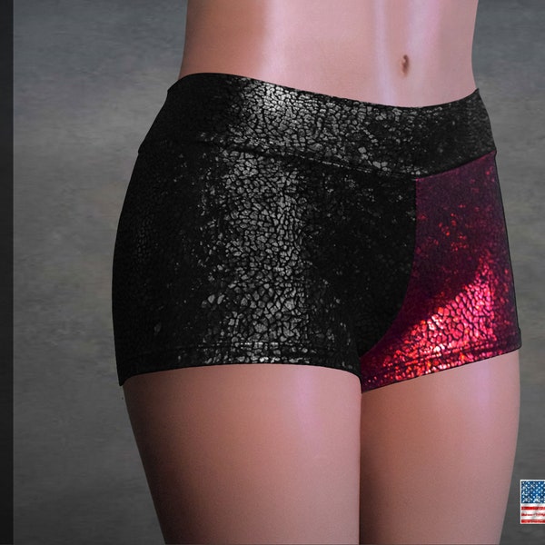 SPRING SALE! Superhero Dany Inspired Combo Black/Red Booty Shorts!, Hologram