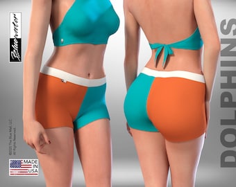 90+ Colors NFL Booty Shorts, Miami Dolphins Red, Black, Green, Blue, White, Silver, Gold, Navy, Teal, Orange, Grey
