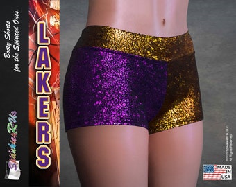 Booty Shorts, LA Lakers for Cheer, Dance, Gym, Spiritwear, Hologram