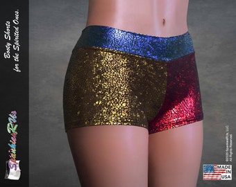 SPRING SALE! Superhero Dany Inspired Combo Blue/Red/Gold Booty Shorts!