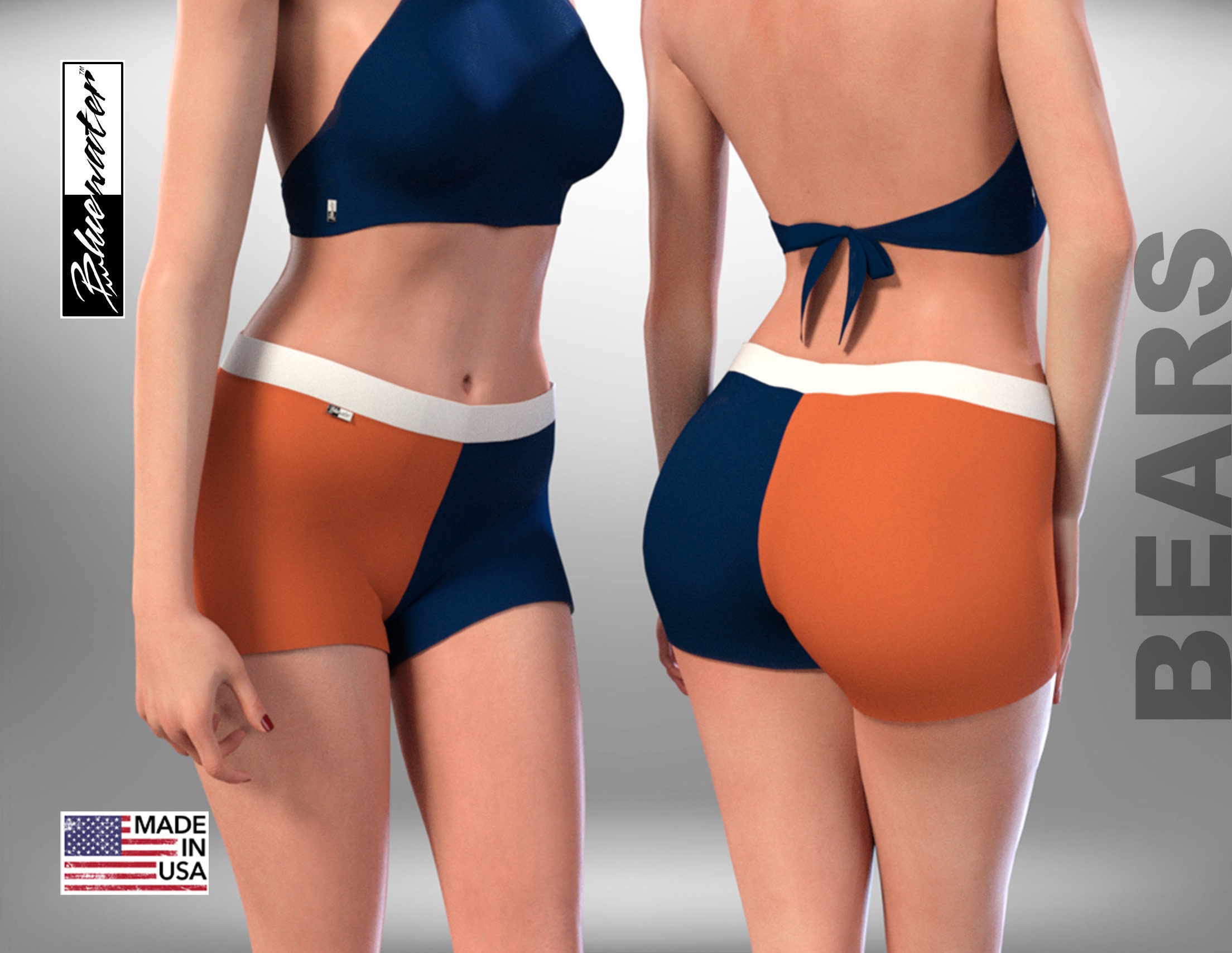 90+ Colors NFL Booty Shorts, Chicago Bears Red, Black, Green, Blue, White, Silver, Gold, Navy, Teal, Orange, Grey