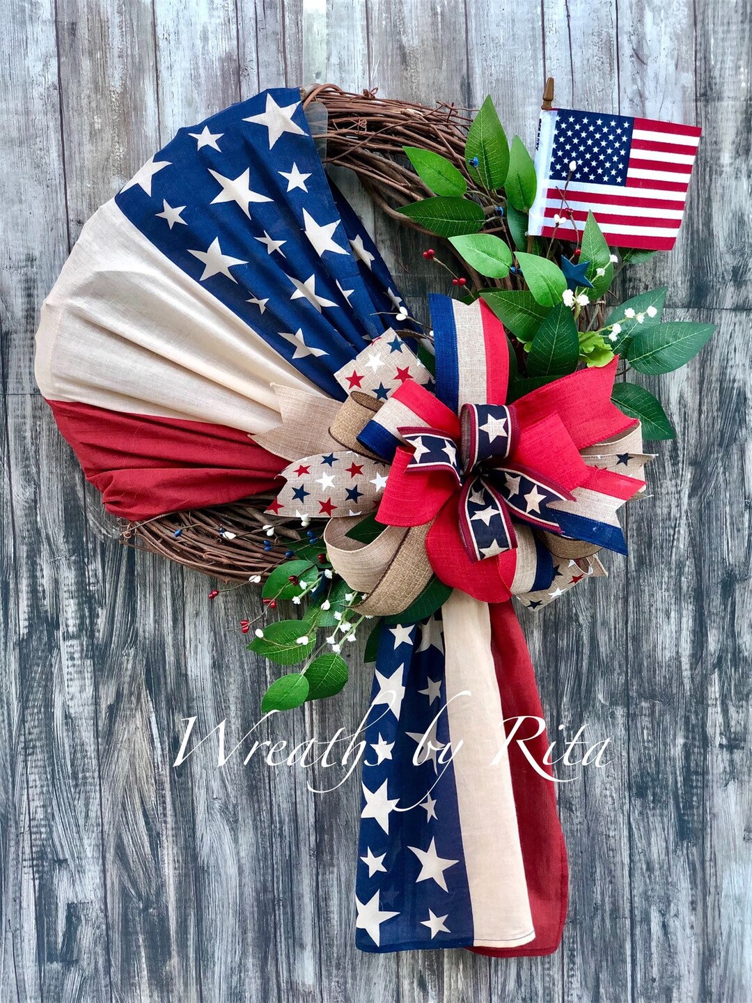 Patriotic Wreath, Americana Wreath, Memorial Day Wreath, 4th of July ...
