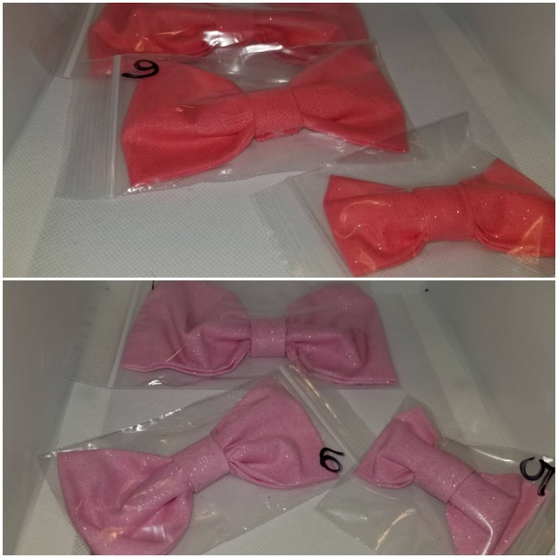 Bright and glittery dogcat bows and bowties for collar