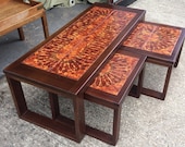 Nest of coffee tables with tiled tops, retro, vintage,mid century.