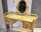 Wicker rattan Dressing table, retro, vintage, mid century.