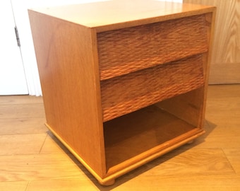 Cabinet bedside teak square draws shelf retro vintage mid century