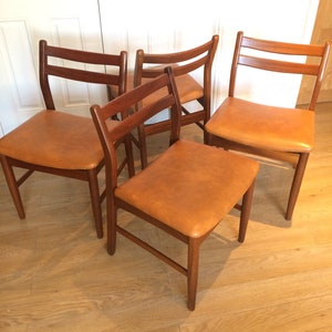 Set of Four Jentique Teak Dining Chairs With Brown Vinyl Seat Pads Retro Vintage Mid Century. Etsy Australia