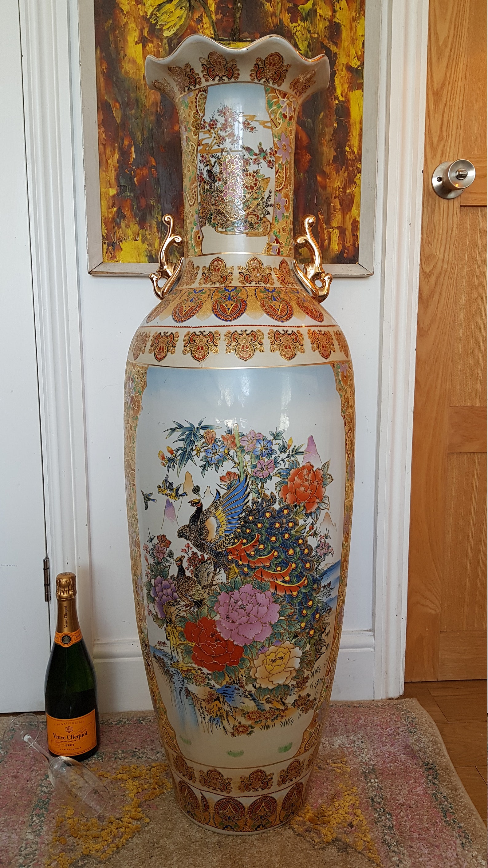 Large Oriental palace floor vase Japanese satsuma style Etsy