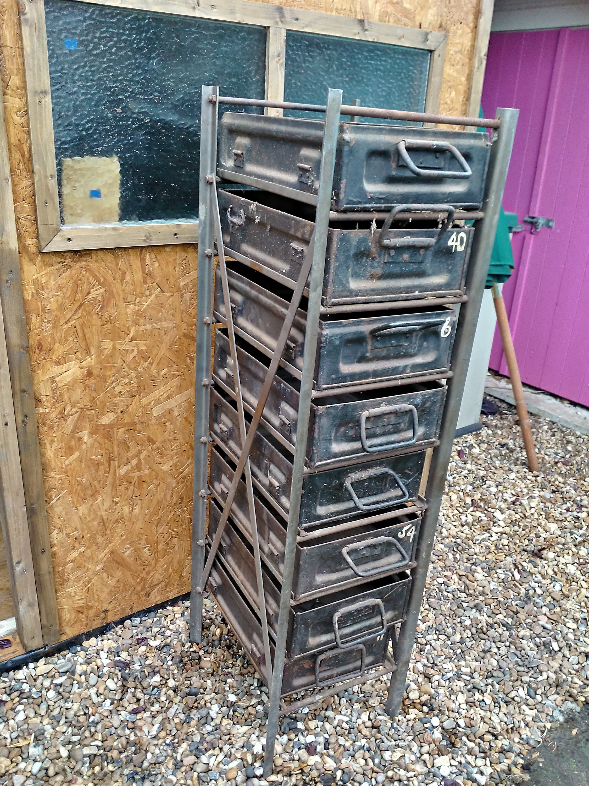Industrial metal rack with drawers storage retro vintage. Etsy