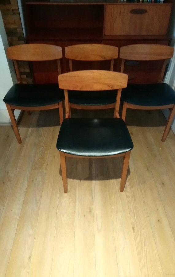 Beautility Teak Dining Set Of Four Chair S Retro Etsy