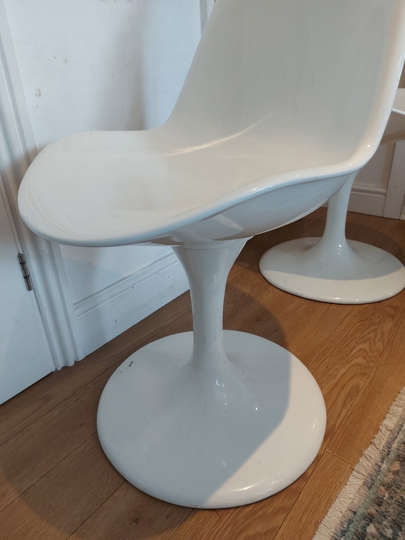 Chair swivel sold as pair glass fibre tulip round base retro vintage mid century bild 5