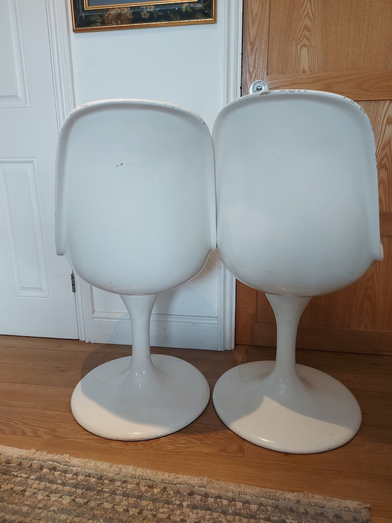 Chair swivel sold as pair glass fibre tulip round base retro vintage mid century bild 9