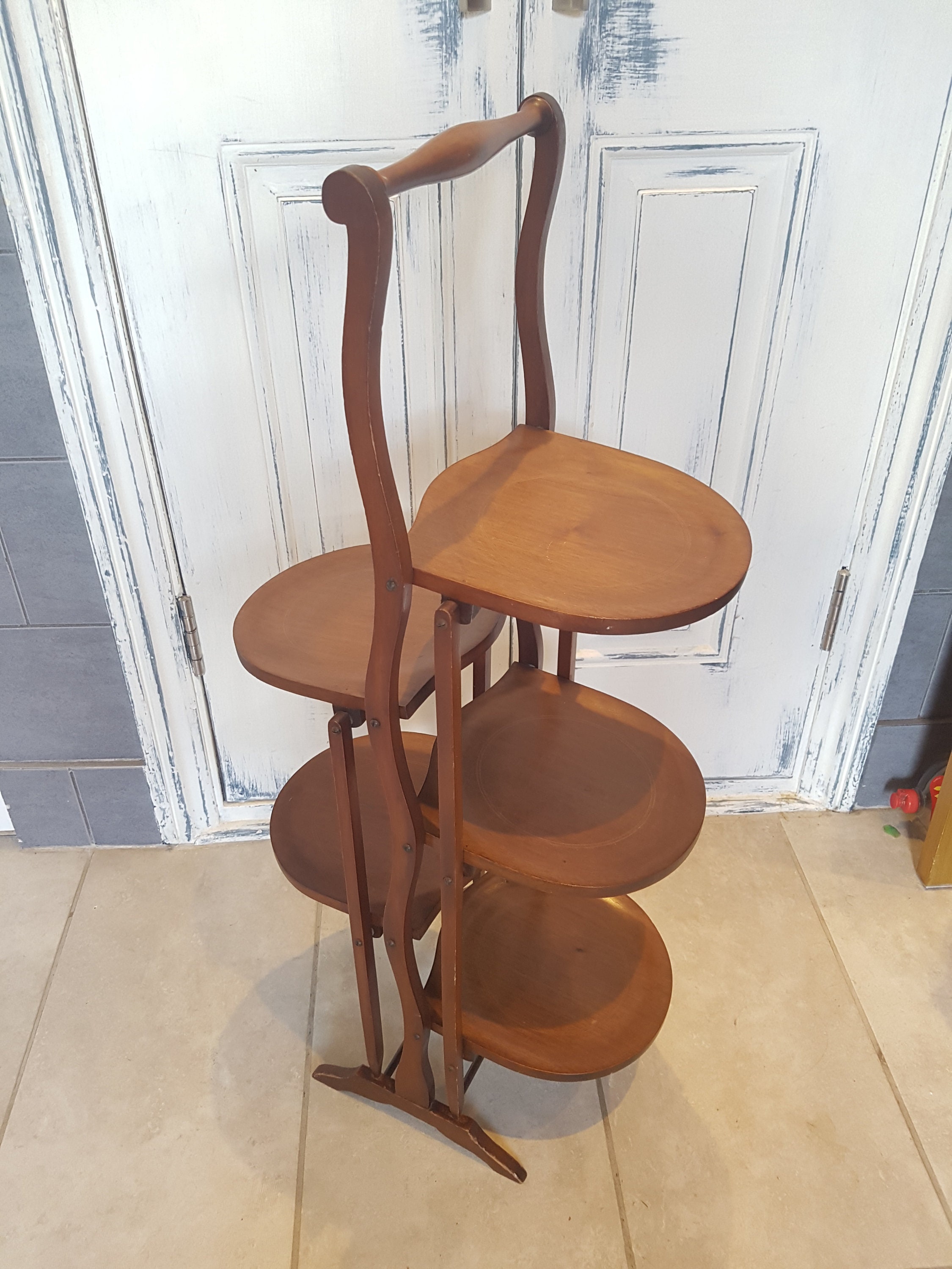 Stand Plant Wood Folding Shelves Handle Retro Vintage Etsy UK