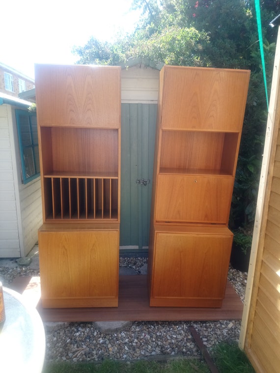 Pair Of Teak Classic Danish Sideboard Record Cabinet Drinks Etsy