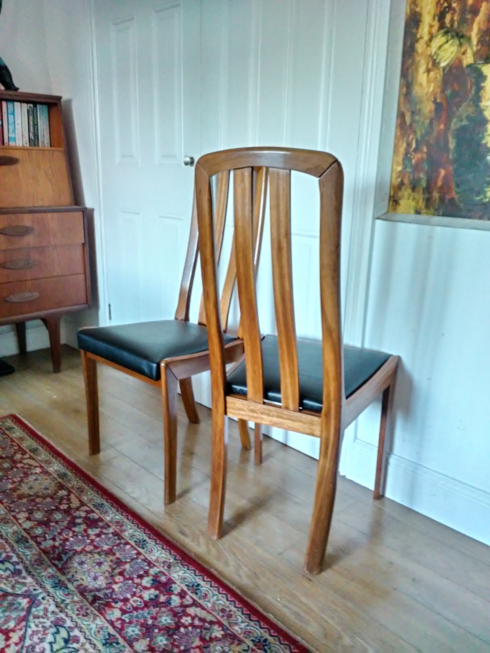 Two available Meredew teak and vinyl dining chairs retro Etsy