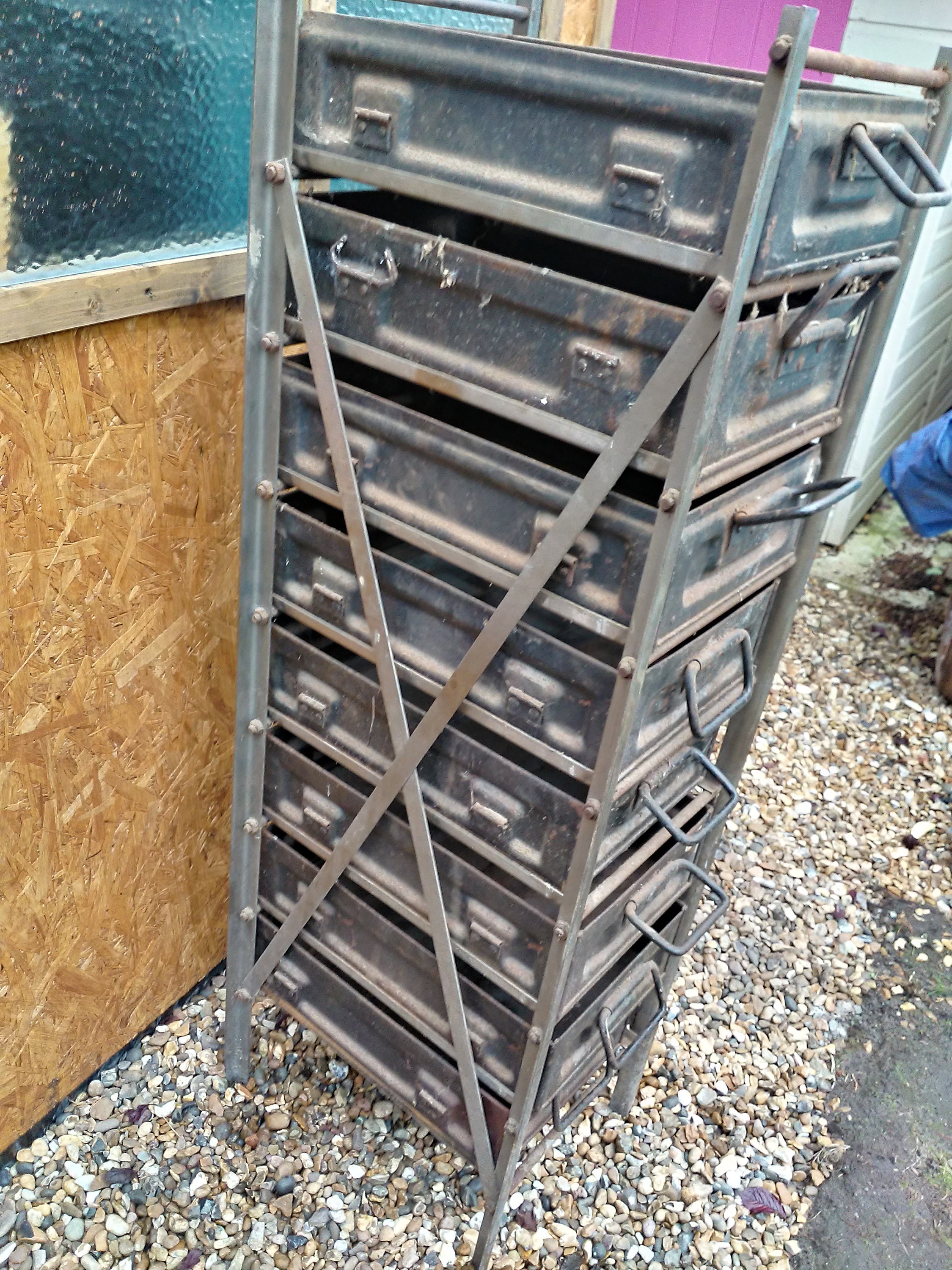 Industrial metal rack with drawers storage retro vintage. Etsy
