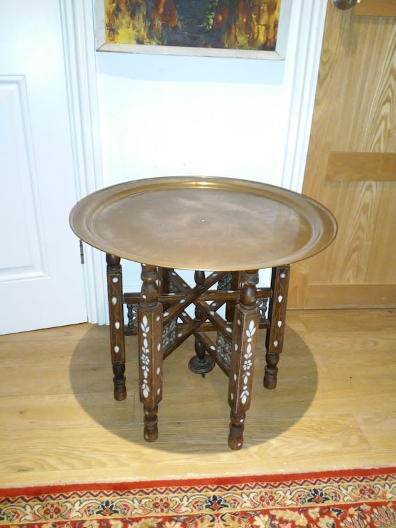 Egyptian brass tray table deals