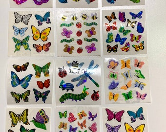Sandylion butterflies stickers lot 9 sheets size 2" X 6"