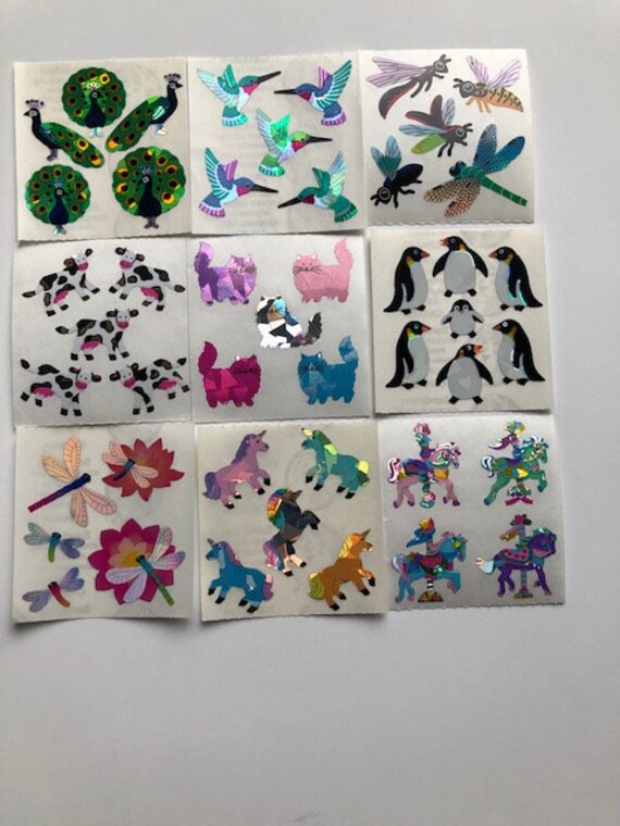 Sandylion MINI PARROTS Stickers PRISMATIC 1 Square VINTAGE NEW