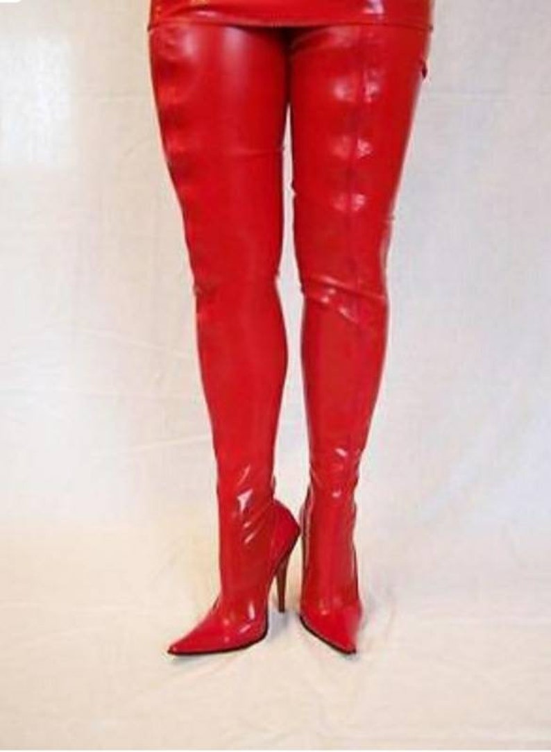 rubber thigh high boots