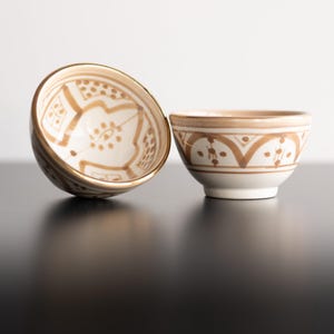 Set of 2 - Hand-painted Zwak Mini Snack Bowls - Sahara / Chabi Chic / Moroccan Pottery  Handmade Ceramics / Moroccan Ceramics / Monkey bowls
