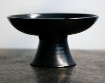 Large Black Tadelakt Lime Plaster Fruit Bowl - Avail. 3 colors - Moroccan Pottery / Centerpiece / Decorative Bowl / Pedestal Bowl