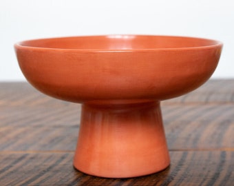 Terracotta Orange Tadelakt Fruit Bowl - Chabi Chic - Platform bowl - Pedestal Bowl - Entryway dish