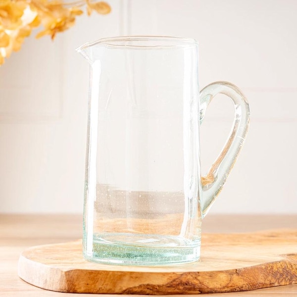 Hand-blown Recycled Glass Pitcher / Moroccan Glass / Hosting / Host Gift / Dinner Party / Housewarming