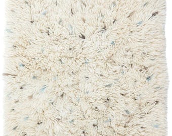 Mini Reversible Shag Moroccan Wool Rug - Blue & Grey Speckle - 2 x 3 ft
