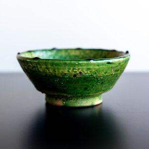 Handmade Green Tamegroute 6 inch Moroccan Bowl - Ceramic green bowl