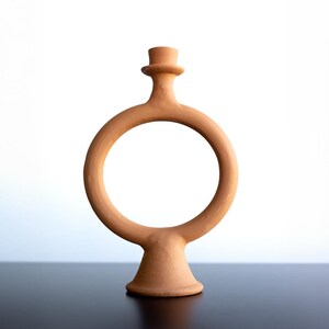 Raw Terracotta Clay Ring Candlestick - Also available in Tadalakt lime plaster finish in Black, white and orange