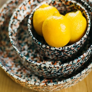 Chabi Chic Handmade Ceramic Splatter Paint Nesting Bowls - SET of 3