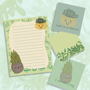 Lindo Cactus de la Naturaleza / Suculenta Hoja de Memo Imprimible / Plant Lover Papelería Digital Imprimible Letter Journal Note / Writing Letter Paper