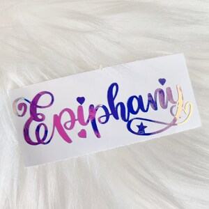 Sticker vinyle holographique Epiphany - Noms de calligraphie de chanson Kpop BTS - Stickers ordinateur portable Kpop holographique pour bombe militaire - Sticker vinyle BTS Jin