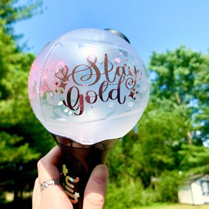 Decal &quot;Stay Gold&quot; - BTS Kpop Song - Vinyl Holographic Decal Sticker - ARMY BOMB Ver.3 - concert light stick - Kpop  Calligraphy Laptop Decal