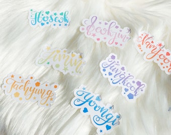 BTS Stickers- Calligraphy names- handlettering- Kawaii BTS Name Tags- Kpop Journal- Stickers for Kpop Journal- Kawaii Stickers- Planner